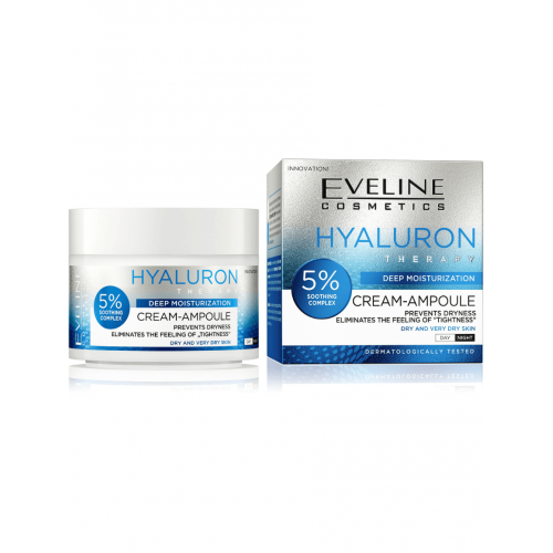 Eveline Deep Moisturization Θεραπεία Υαλουρονικού Κρέμα-Αμπούλα με 5% Soothing Complex 50ml